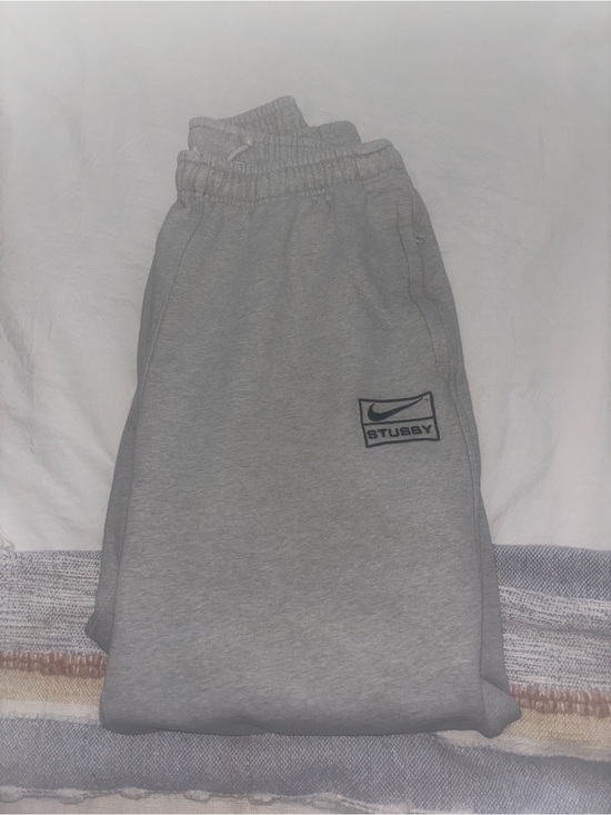 Stussy Pants - Stussy Grey Track Joggers with Logo Patch